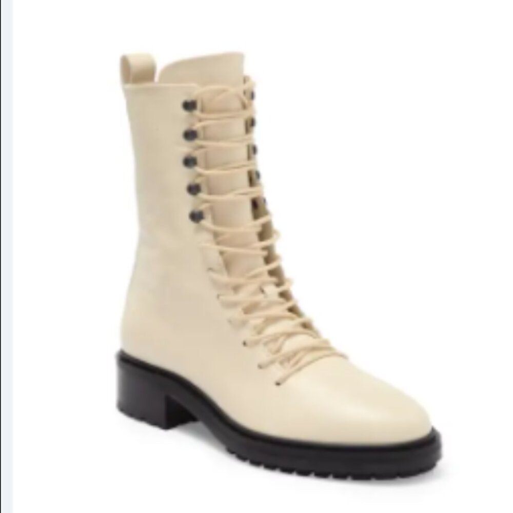 Aeyde Isabel Lace-Up Boot, CREAMY, Size 10US/40EU, NWT